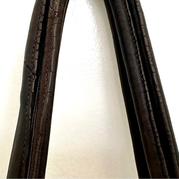 Kooba Black Leather Hobo Slouch Bag GUC Brass Rings Drawstring BIG! - Picture 5 of 15